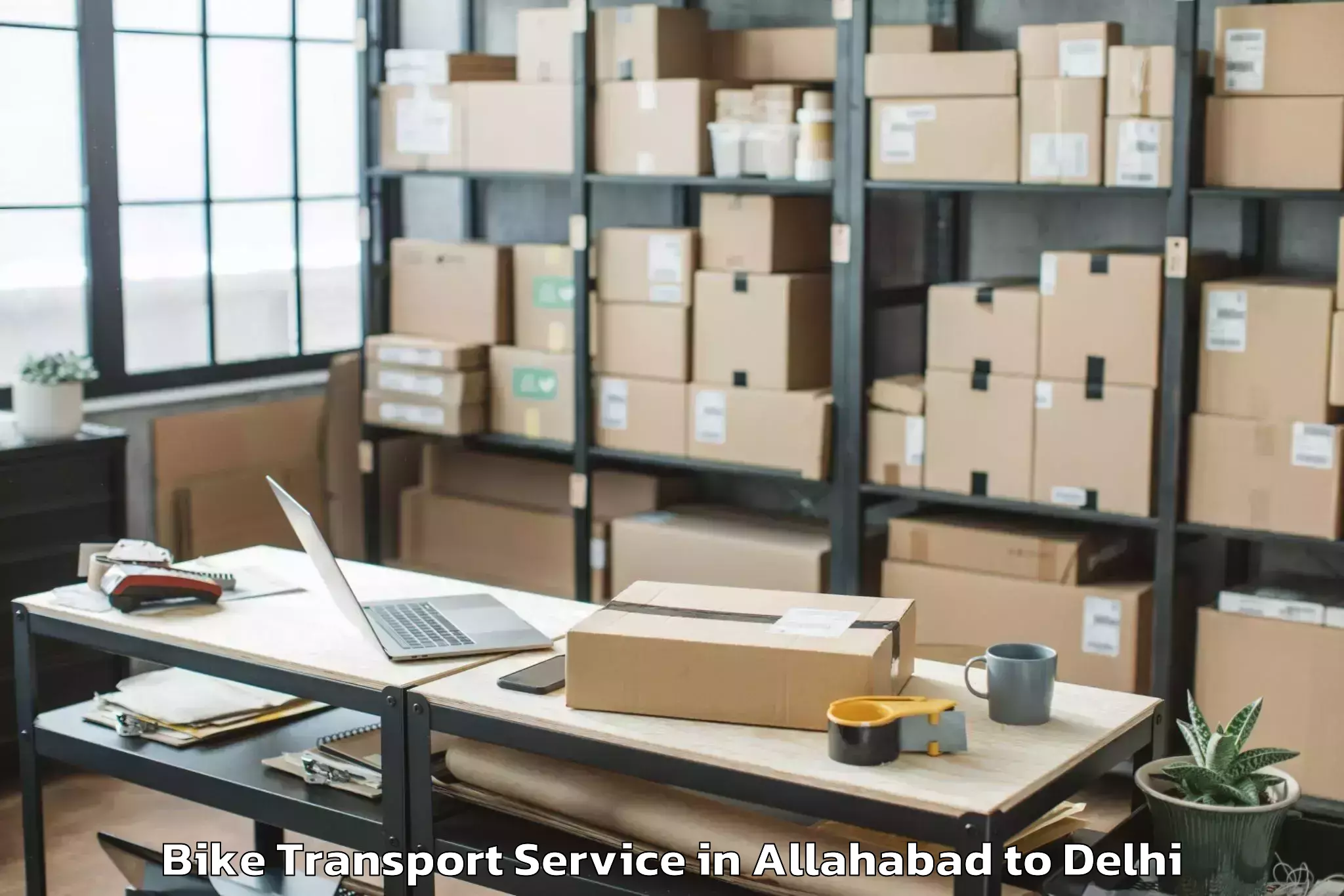 Reliable Allahabad to Select Citywalk Mall Bike Transport